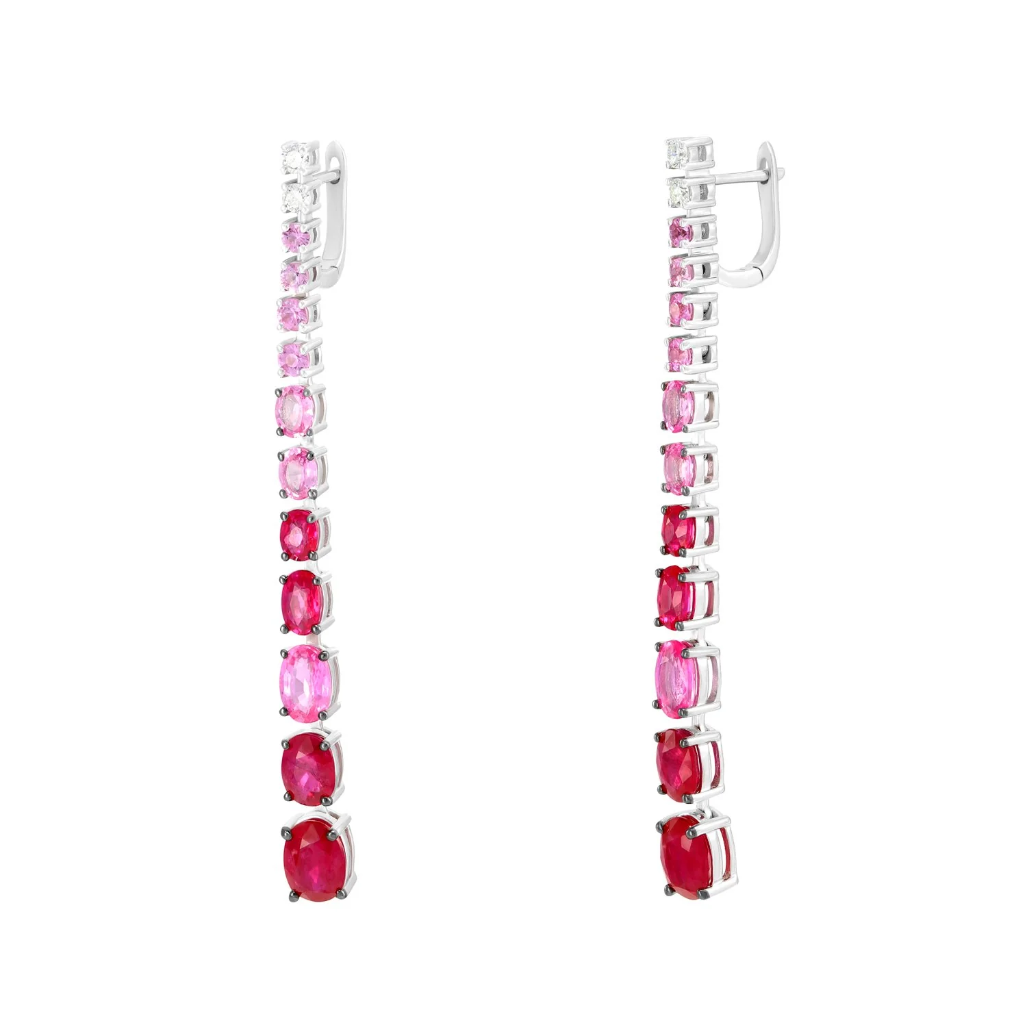 Dangle Diamond Pink Sapphire White Gold Earrings For Her