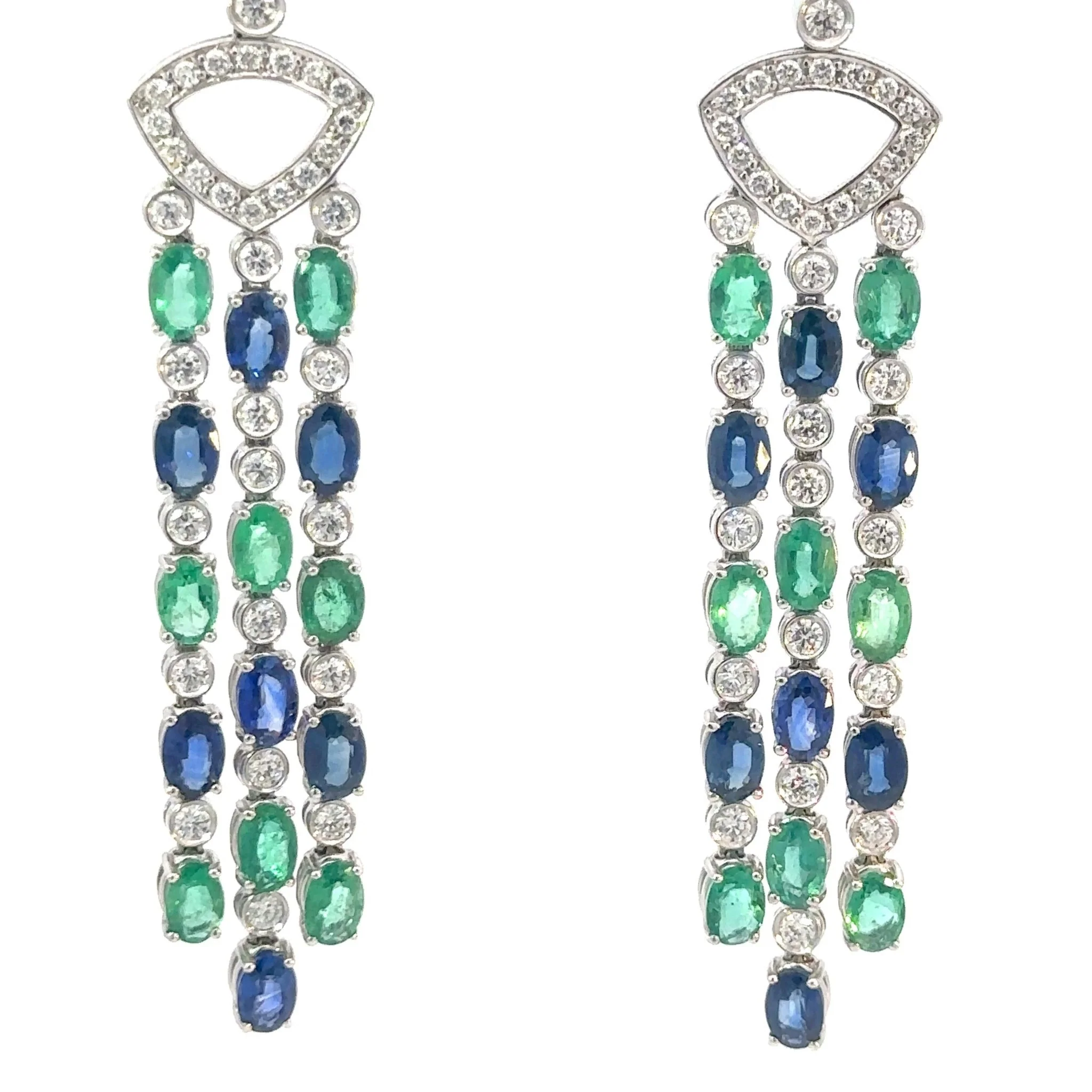 Chandelier Diamond Blue Sapphire Emerald Earrings For Her