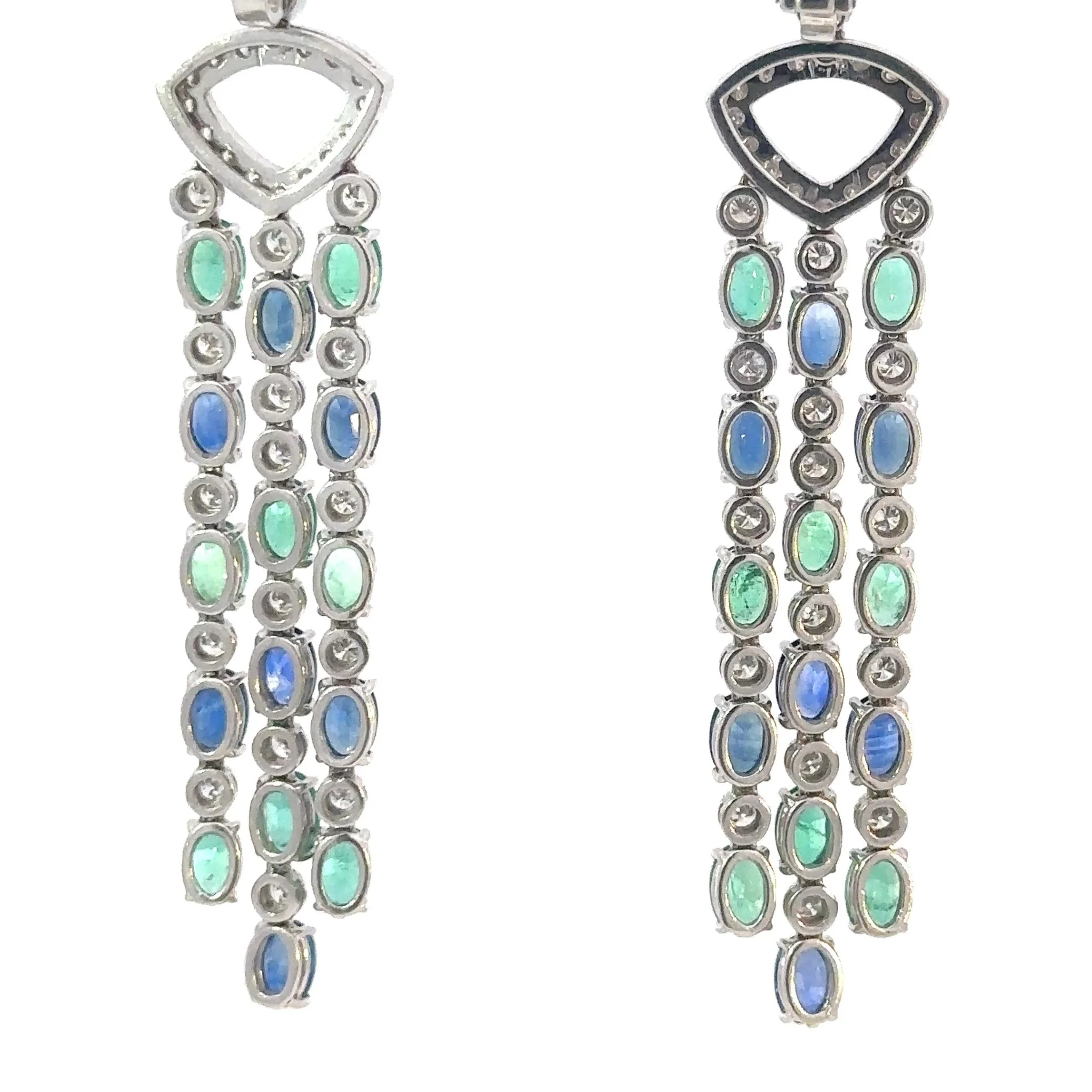 Chandelier Diamond Blue Sapphire Emerald Earrings For Her - Image 4