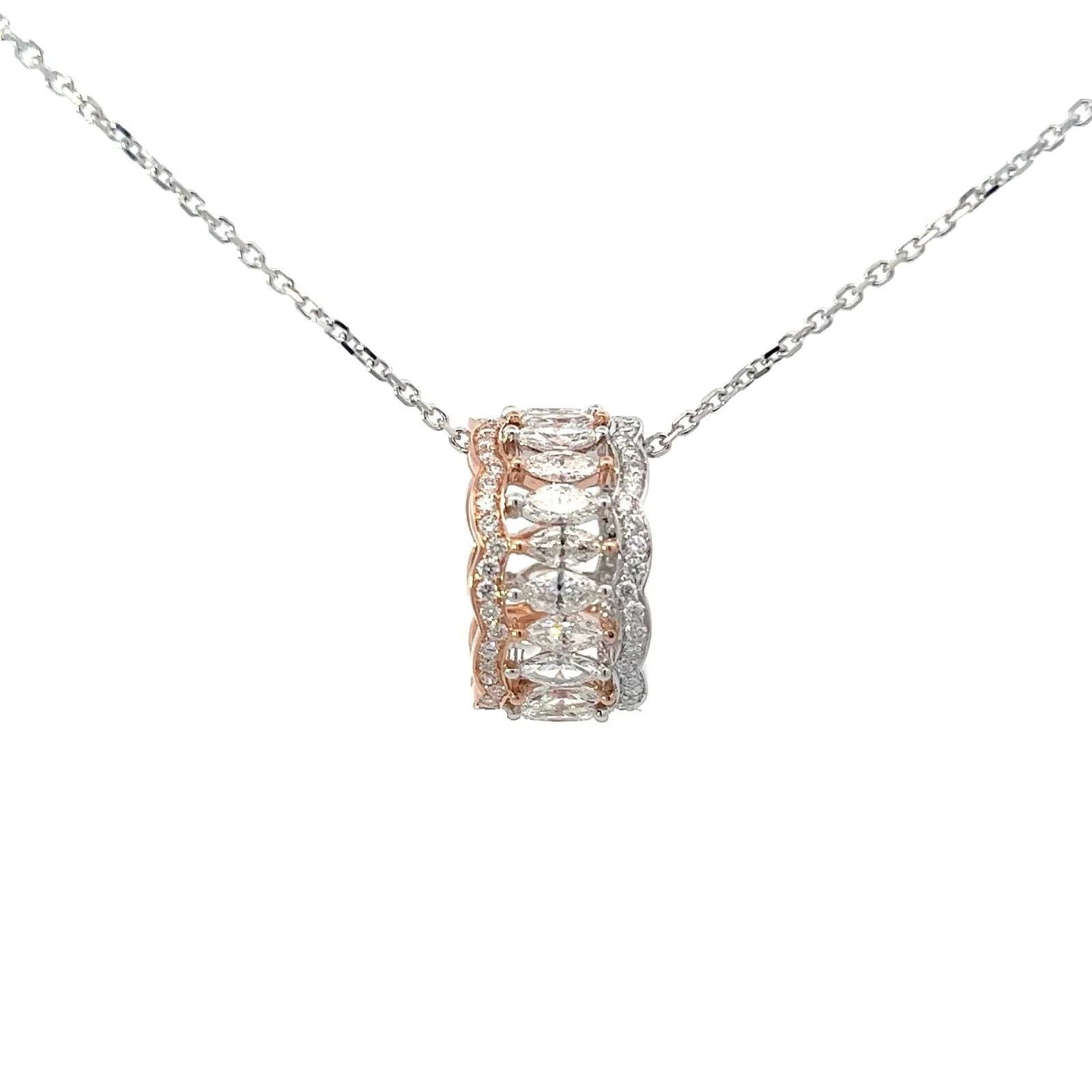 Classic Diamond 18K Yellow White Gold Necklace