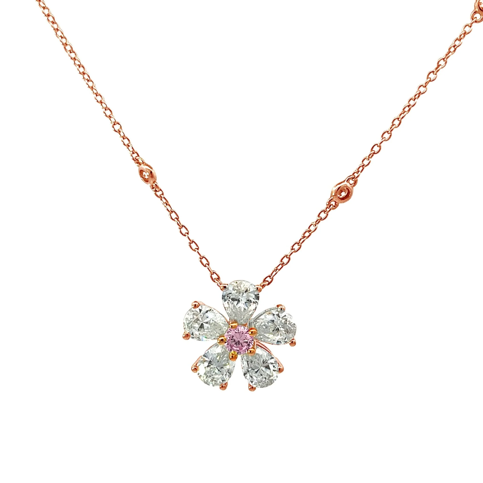 Flower Silver Necklace with colorful center - Image 4