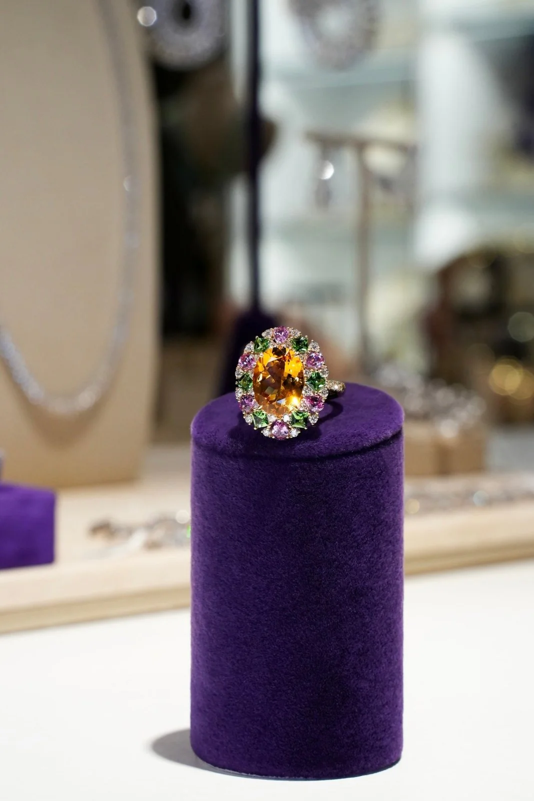 Sunny Citrine Tsavorite Diamond 18K Yellow Gold Exclusive Ring - Image 3