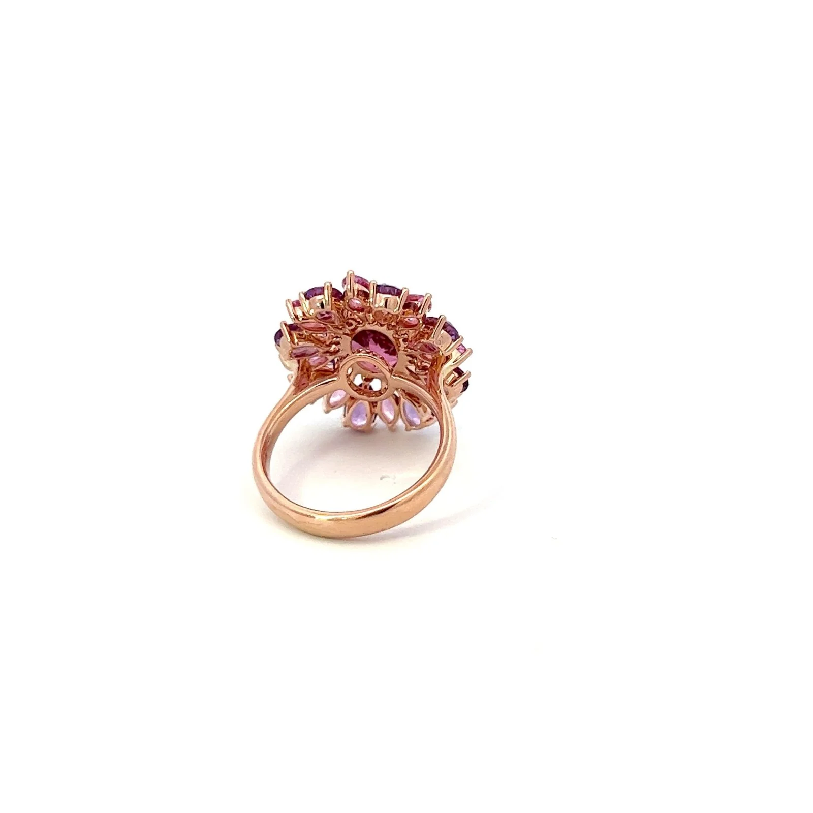 Feminine Pink Sapphire Amethyst Diamond 18K Rose Gold Exclusive Ring - Image 3
