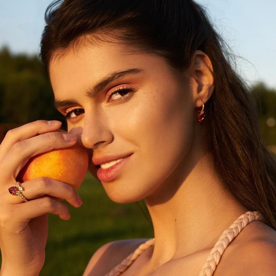 Heart Leverback Peach Fuzz Earrings - Image 3