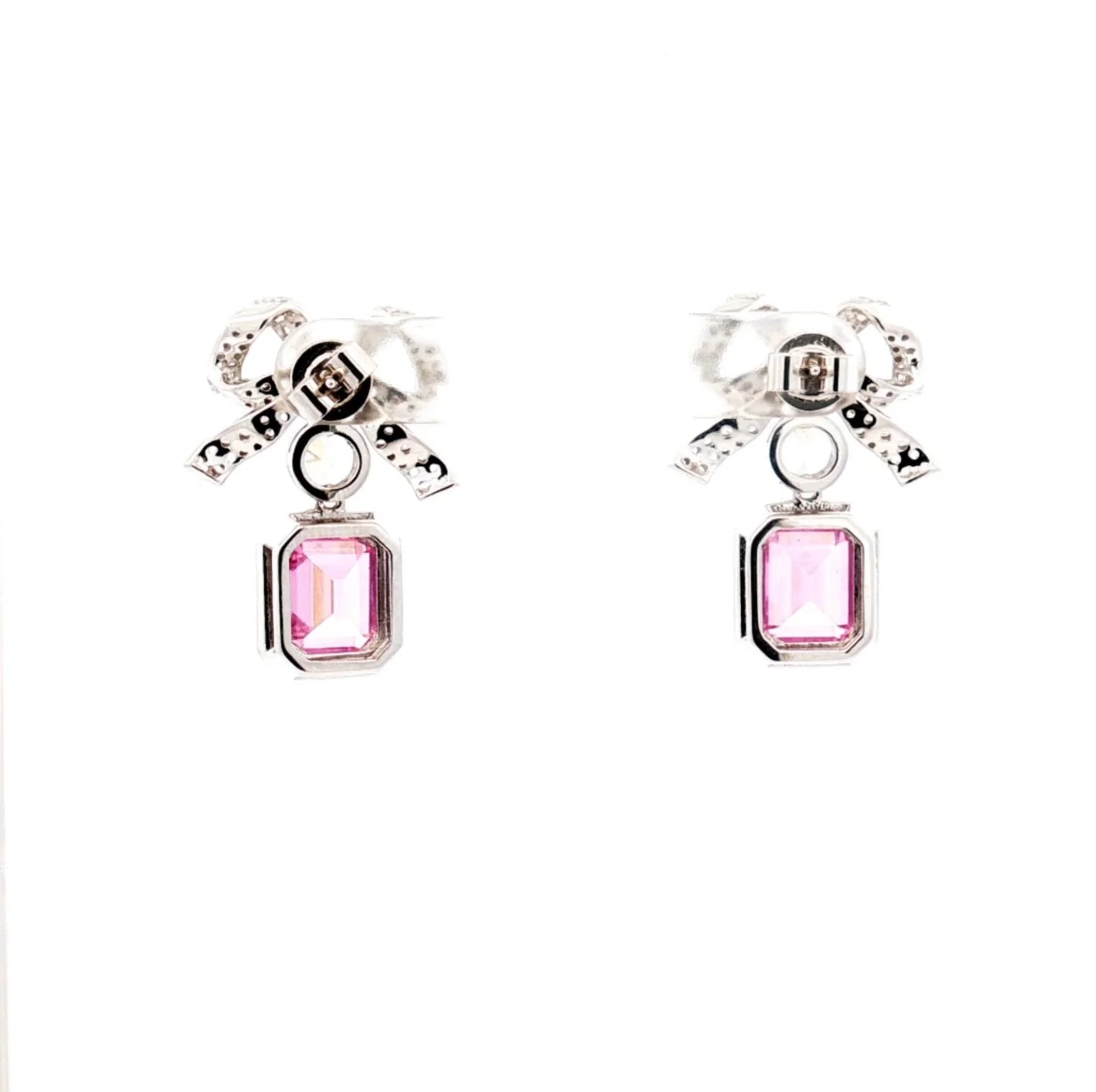 Silver Gem Bow Earrings - Image 3