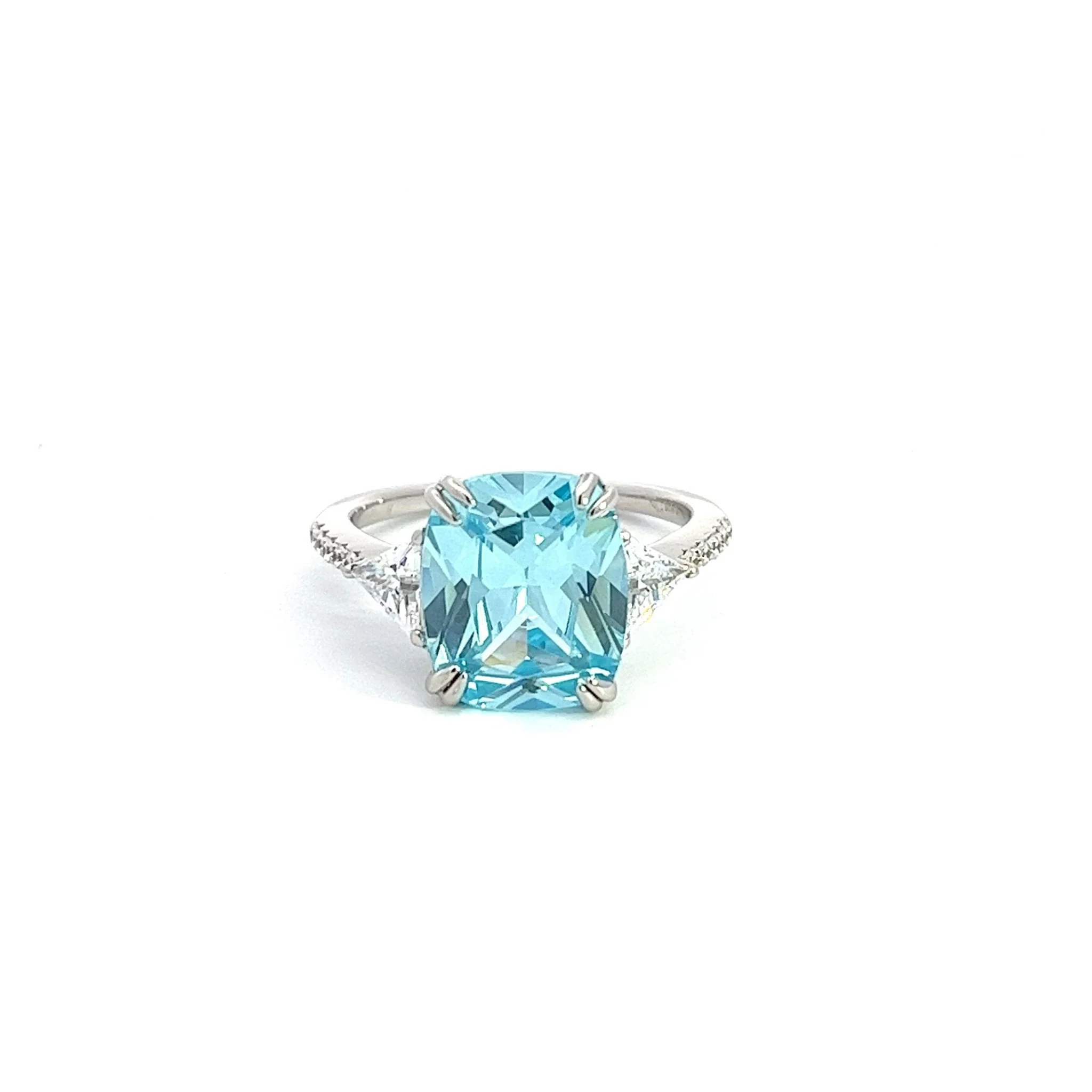 Elongated Cushion Cut Karolina White Silver Ring - Image 10
