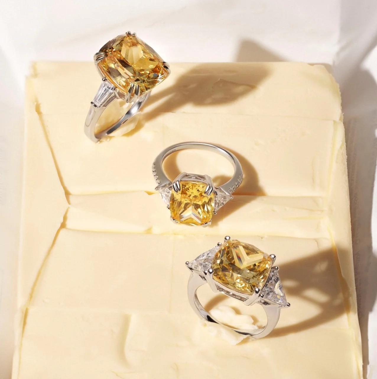 Elongated Cushion Cut Karolina White Silver Ring - Image 11