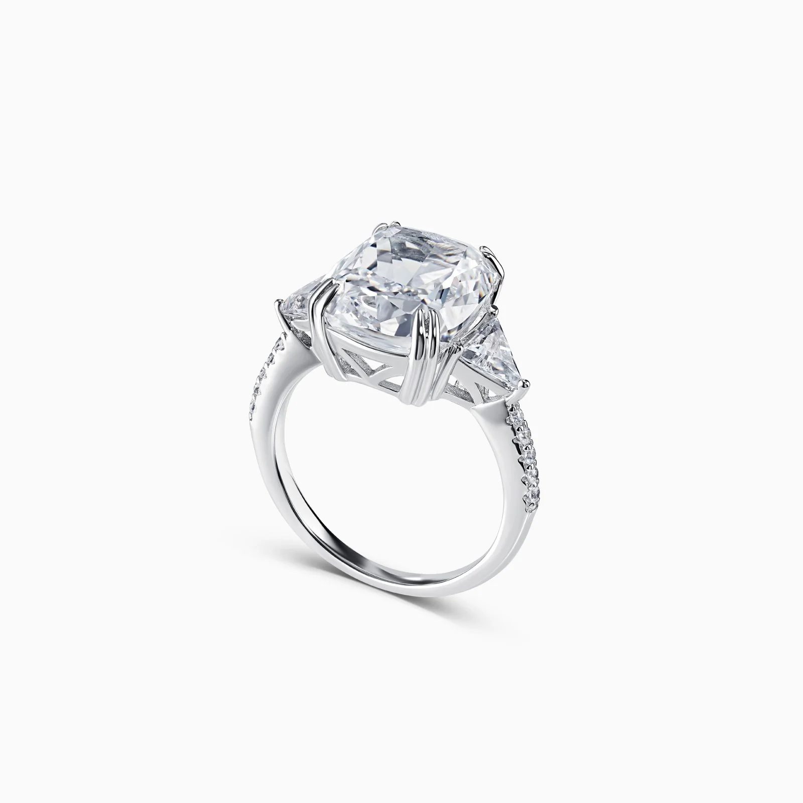Elongated Cushion Cut Karolina White Silver Ring - Image 3