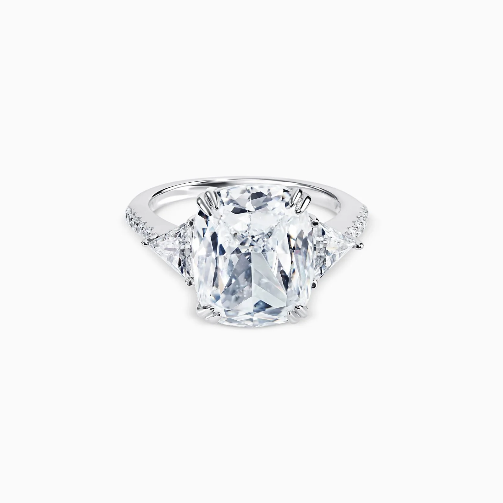 Elongated Cushion Cut Karolina White Silver Ring - Image 4