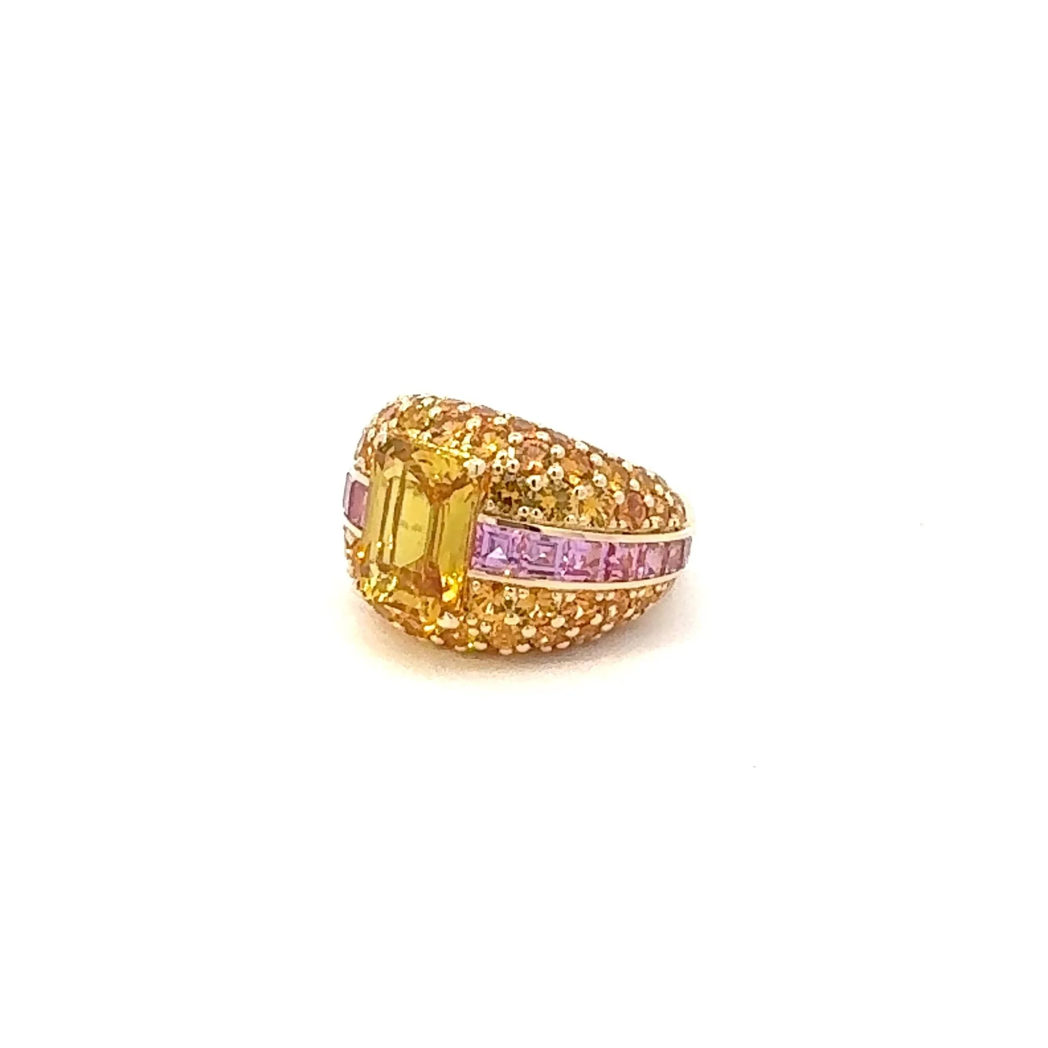 Yellow Pink Orange Sapphire 18K Yellow Gold Exclusive Ring - Image 3