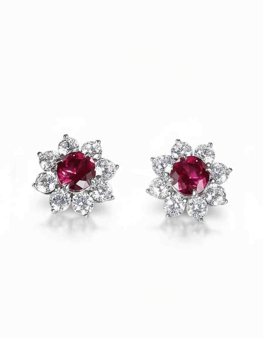 Ruby Silver Earrings