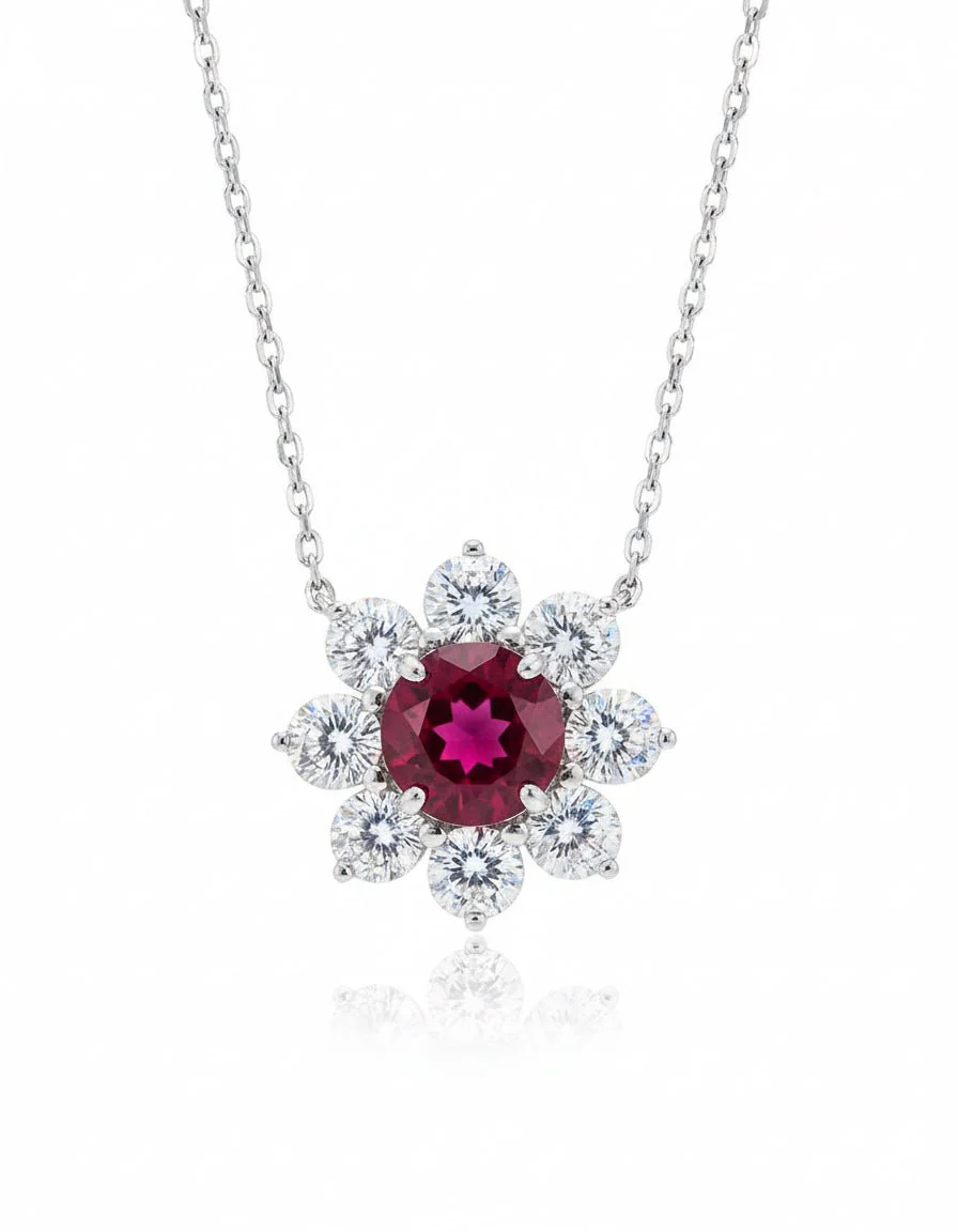 Ruby Silver Necklace