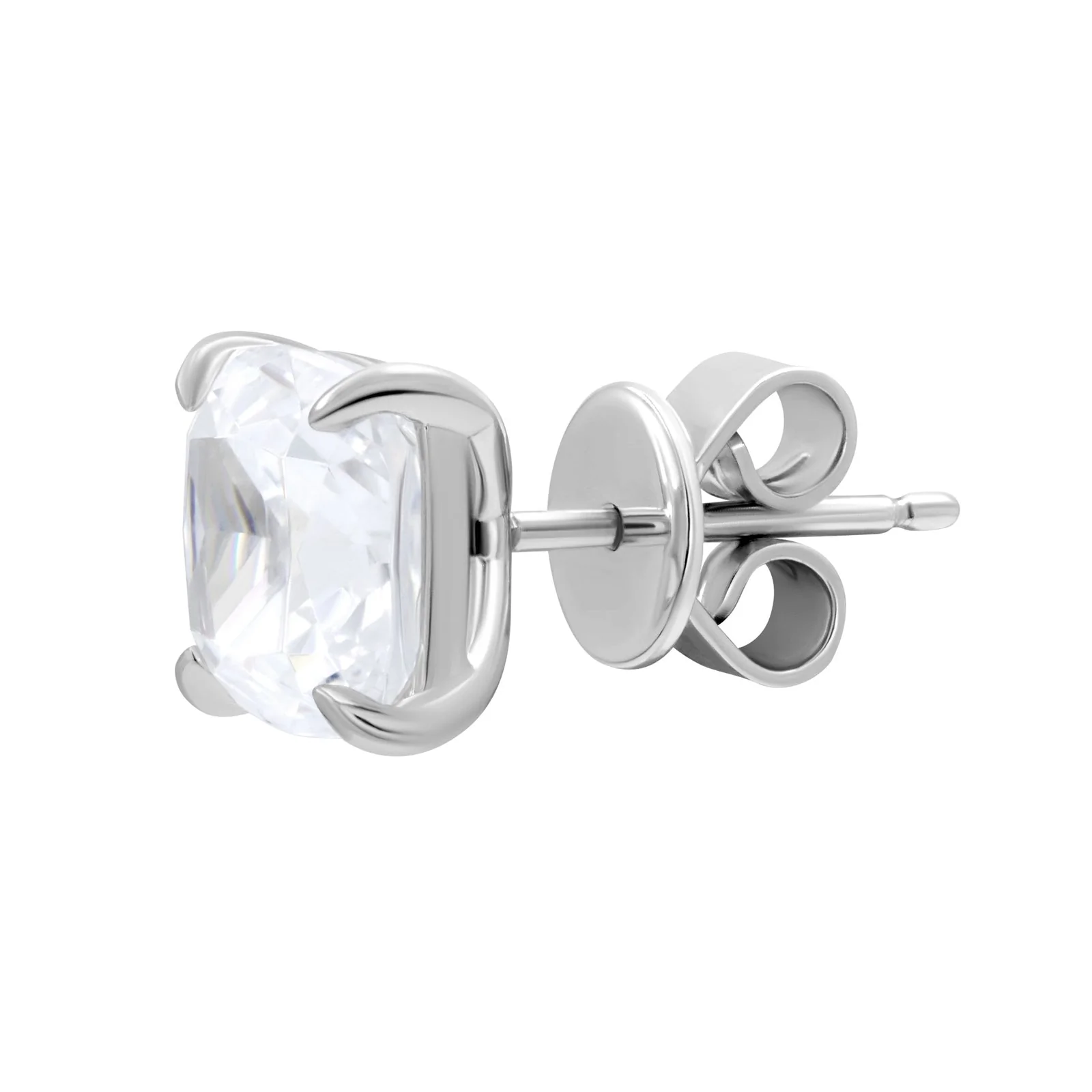 Classic Cushion Cut 8x8 mm Silver Stud Earrings - Image 5