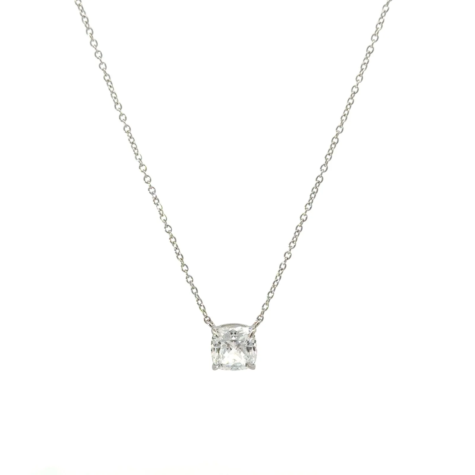 Single Cushion Cut 8 x 8 mm CZ Silver Necklace