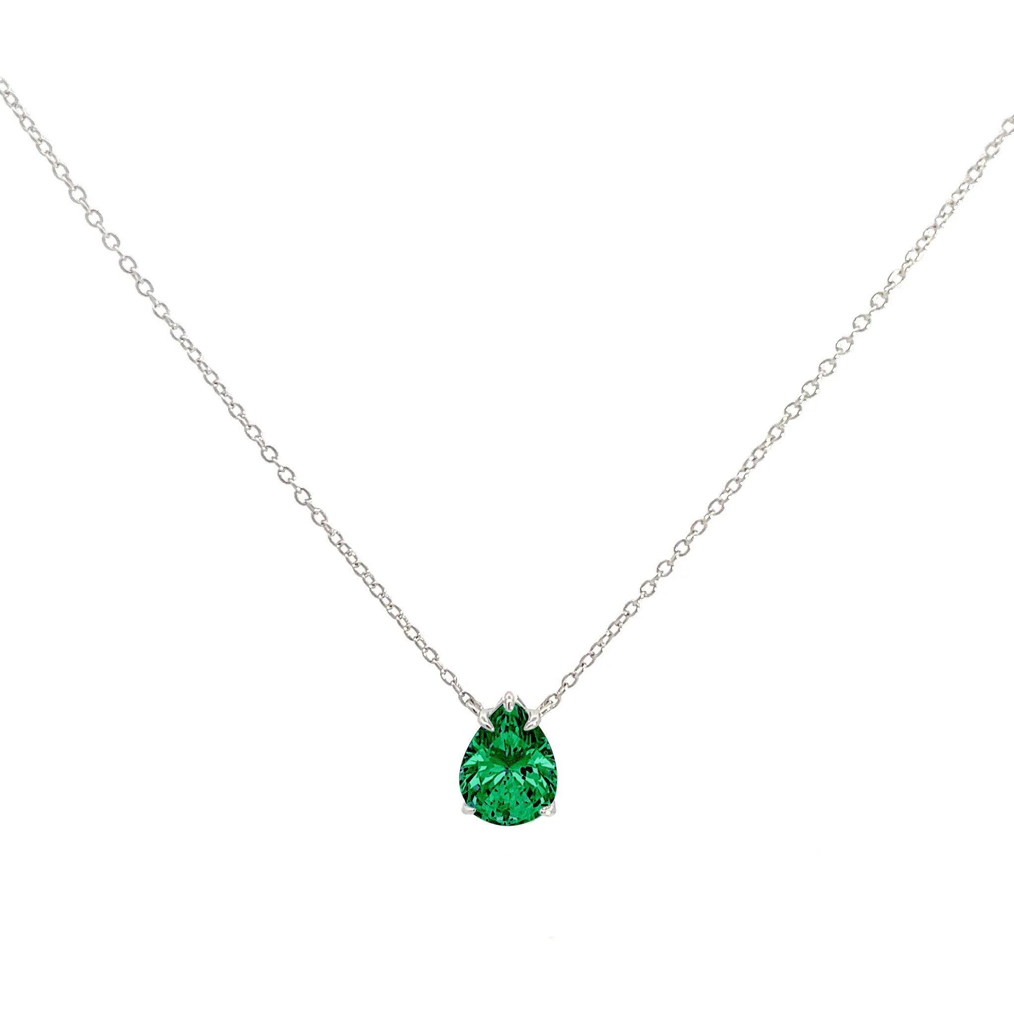 Classic Single Pear Cut Silver Necklace - Image 4