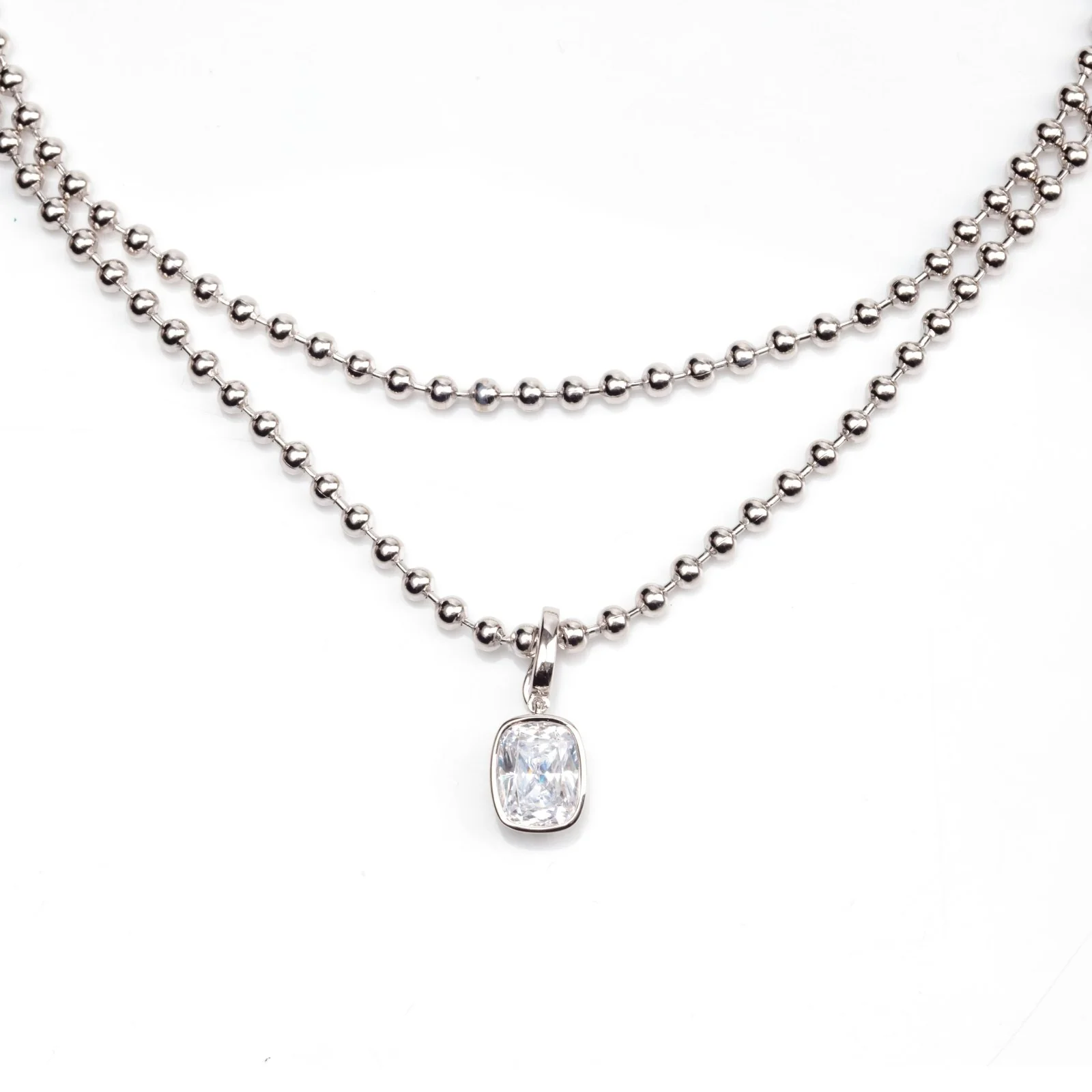 Silver Luminous Stone Necklace - Image 3